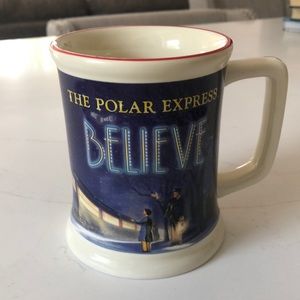 Beautiful ceramic Polar Express hot chocolate mug. “Believe” Like new condition.